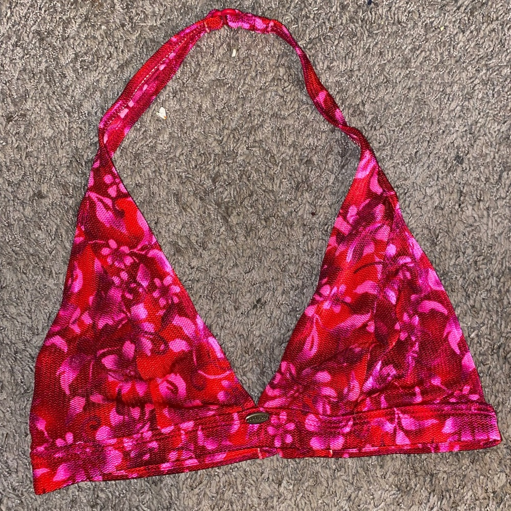 Sunset Separates Pink/Fuschia Floral Triangle Swim Bikini Top